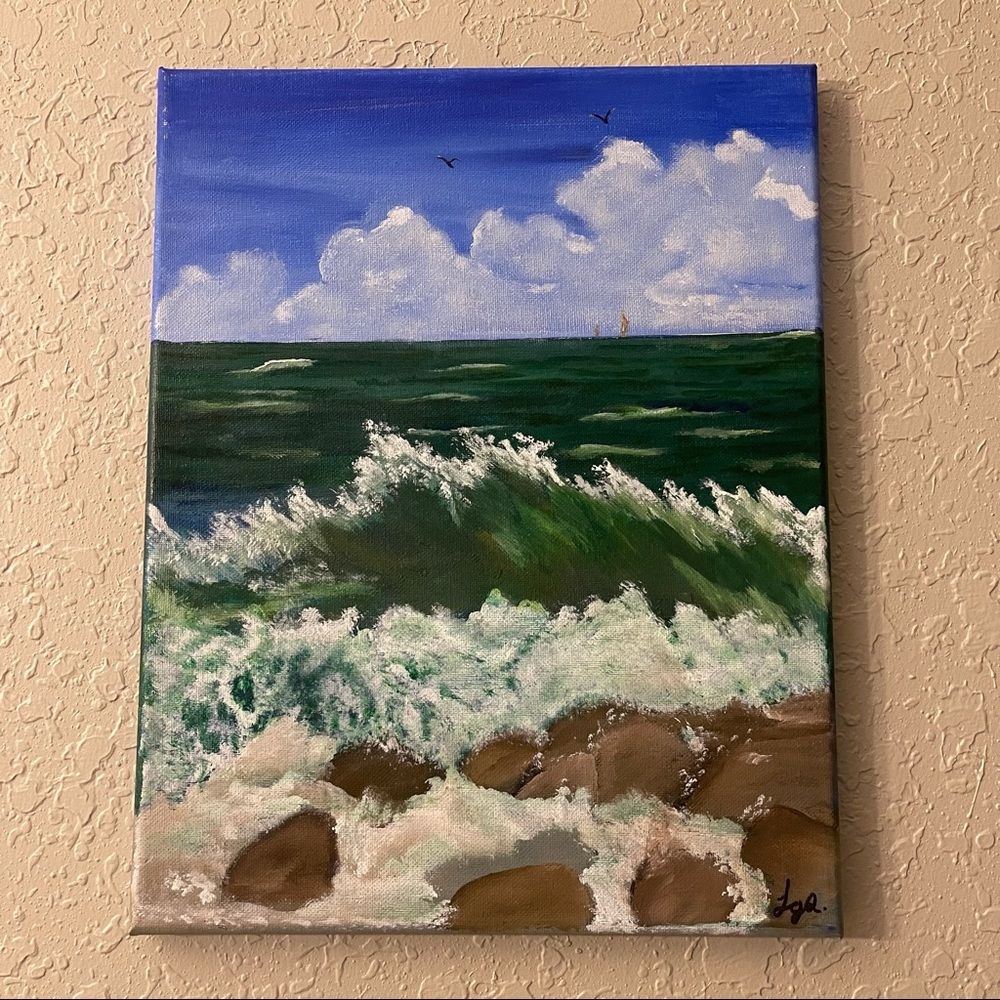 Handmade Acrylic Painting Ocean Waves